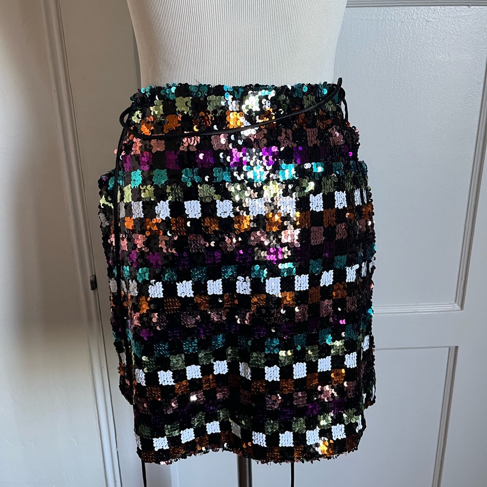 Sequin Checkered Skirt